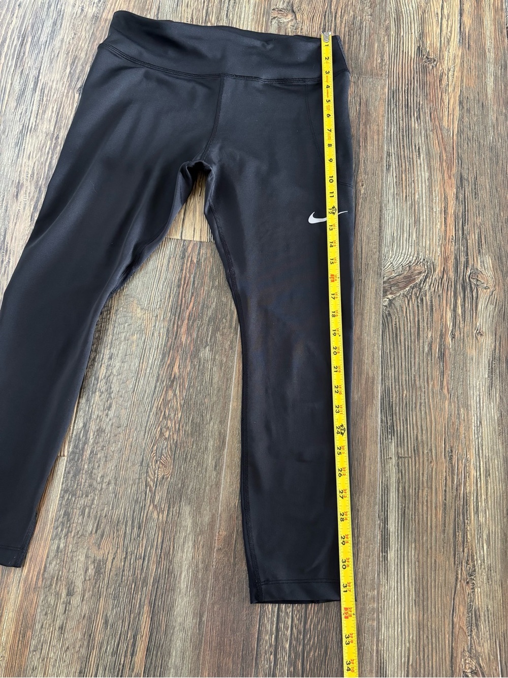 Nike Dri-Fit Cropped Leggings Capris Womens L Black Mesh Calve Panel Running - Picture 5 of 9